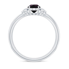 1 CT Oval Black Opal Solitaire Floral Ring with Diamond Accent