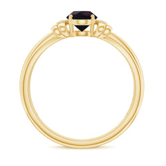 1 CT Oval Black Opal Solitaire Floral Ring with Diamond Accent