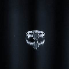 Oval Cut 5X7MM Black Opal Bezel Set Engagement Ring