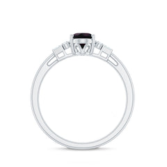 1 Carat Oval Cut Black Opal Engagement Ring with Diamond