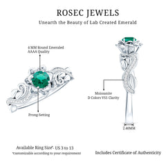 Lab Grown Emerald Flower Engagement Ring with Certificate