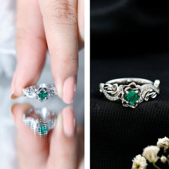 Lab Grown Emerald Flower Engagement Ring with Certificate