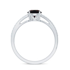 Classic Black Opal and Diamond Solitaire Engagement Ring