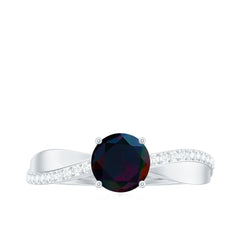 Classic Black Opal and Diamond Solitaire Engagement Ring