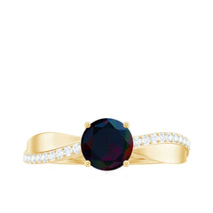 Classic Black Opal and Diamond Solitaire Engagement Ring