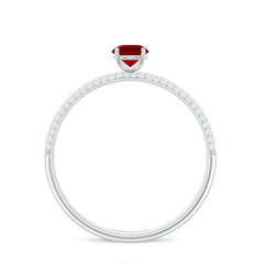 Minimalist Lab Created Ruby Ring with Diamond Side Stones