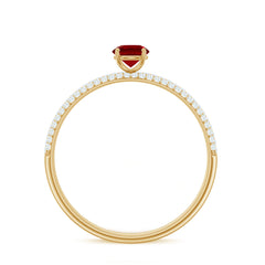 Minimalist Lab Created Ruby Ring with Diamond Side Stones