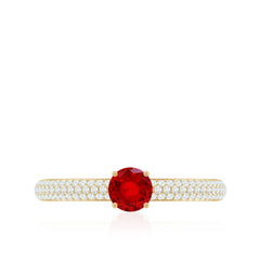 Minimalist Lab Created Ruby Ring with Diamond Side Stones