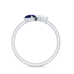 Blue Sapphire and Diamond Toi Et Moi Ring
