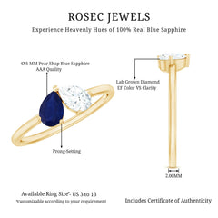 Blue Sapphire and Diamond Toi Et Moi Ring