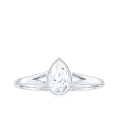 Pear Cut Lab Grown Diamond Solitaire Ring in Split Shank