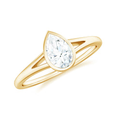 Pear Cut Lab Grown Diamond Solitaire Ring in Split Shank