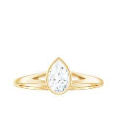 Pear Cut Lab Grown Diamond Solitaire Ring in Split Shank