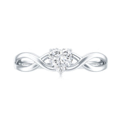 Lab Grown Diamond Heart Promise Ring in Crossover Shank