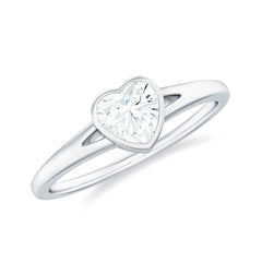 Heart Shape Lab Grown Diamond Solitaire Ring in Split Shank