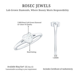 Heart Shape Lab Grown Diamond Solitaire Ring in Split Shank