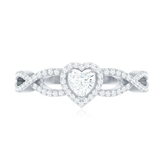 Heart Shape Lab Grown Diamond Criss Cross Engagement Ring