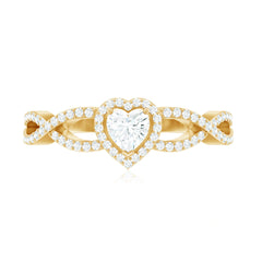 Heart Shape Lab Grown Diamond Criss Cross Engagement Ring
