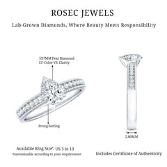 Pear Shaped Lab Grown Diamond Solitaire Engagement Ring