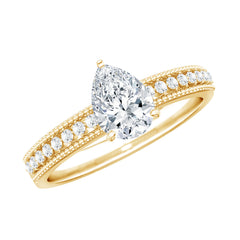 Pear Shaped Lab Grown Diamond Solitaire Engagement Ring