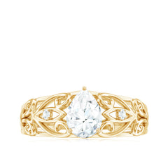Pear Shaped Lab Created Diamond Solitaire Filigree Ring