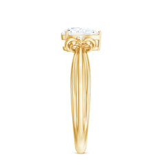 Pear Cut Lab Grown Diamond Solitaire Engagement Ring with Bow