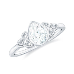 Pear Shape Lab Grown Diamond Solitaire Celtic Ring