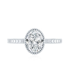 Vintage Style Oval Shape Lab Grown Diamond Solitaire Engagement Ring