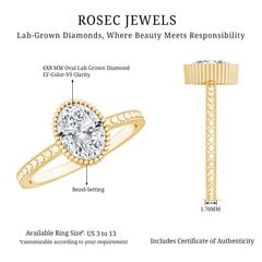 Vintage Style Oval Shape Lab Grown Diamond Solitaire Engagement Ring