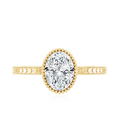 Vintage Style Oval Shape Lab Grown Diamond Solitaire Engagement Ring