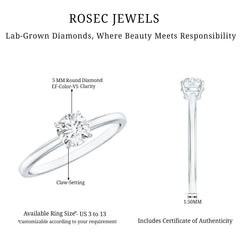 Round Shape Lab Grown Diamond Solitaire Ring
