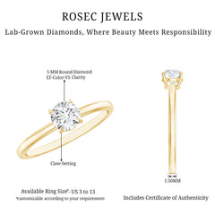 Round Shape Lab Grown Diamond Solitaire Ring