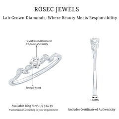 Minimal Lab Grown Diamond Leaf Ring with Beaded Detailing