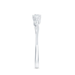 Minimal Lab Grown Diamond Leaf Ring with Beaded Detailing