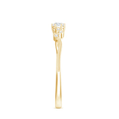 Minimal Lab Grown Diamond Leaf Ring with Beaded Detailing