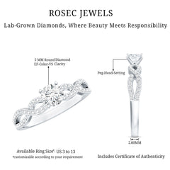 Round Lab Grown Diamond Infinity Solitaire Ring