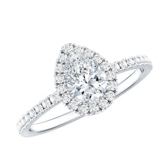 Classic Lab Grown Diamond Pear Engagement Ring with Halo