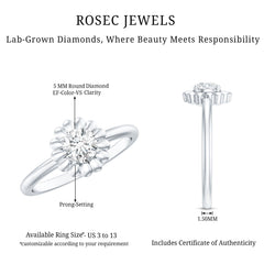 Solitaire Lab Grown Diamond Flower Ring