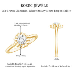 Solitaire Lab Grown Diamond Flower Ring