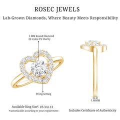 Minimal Heart Ring with Lab Grown Diamond