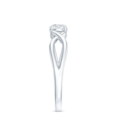 Round Lab Grown Diamond Solitaire Promise Ring in Crossover Shank