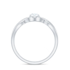 Round Lab Grown Diamond Solitaire Promise Ring in Crossover Shank