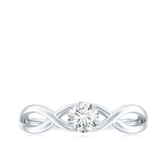 Round Lab Grown Diamond Solitaire Promise Ring in Crossover Shank