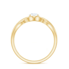 Round Lab Grown Diamond Solitaire Promise Ring in Crossover Shank