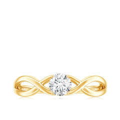 Round Lab Grown Diamond Solitaire Promise Ring in Crossover Shank