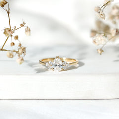 Pear Cut Lab Grown Diamond Trio Engagement Ring
