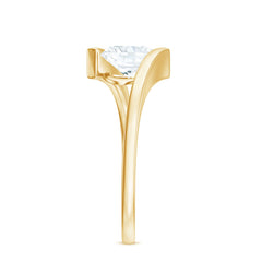 Simple Oval Shape Lab Grown Diamond Solitaire Bypass Ring