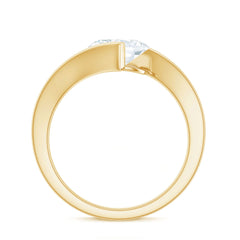 Simple Oval Shape Lab Grown Diamond Solitaire Bypass Ring