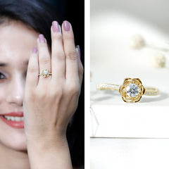 Nature Inspired Floral Engagement Ring with Lab Grown Diamond