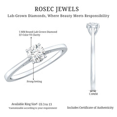 Minimal Round Lab Grown Diamond Solitaire Ring